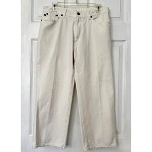 LRL Ralph Lauren Cropped Jeans Womens 10 Mid Rise White Classic Straight Crop